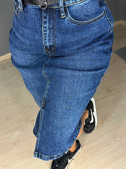Спідниця жіноча джинсова Vanver 8235 з ременем та розрізом синя, синій, 28, 28, 80 см, 102 см Київ - фото 19