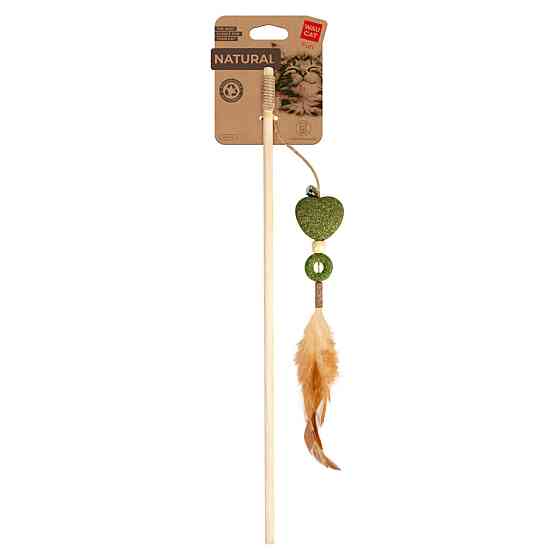 Игрушка для кошек WAUCAT Fun Natural Дражнилка с сердечком, дерево, прессованная кошачья мята, перо, джутовая веревка, 60 см Киев