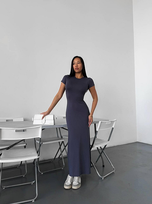 Женское стильное элегантное длинное платье из качественной вискозы Графит, 42/44 Одесса - изображение 8