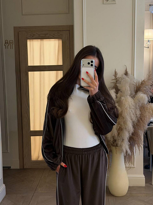 Женский велюровый костюм двойка кофта и штаны Шоколад, 48/52 Одесса - изображение 4