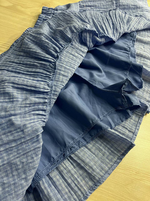 Костюм жіночий Xingyue 318-3 мусліновий у клітинку сорочка оверсайз і спідниця-шорти, блакитний, one size Київ - фото 19