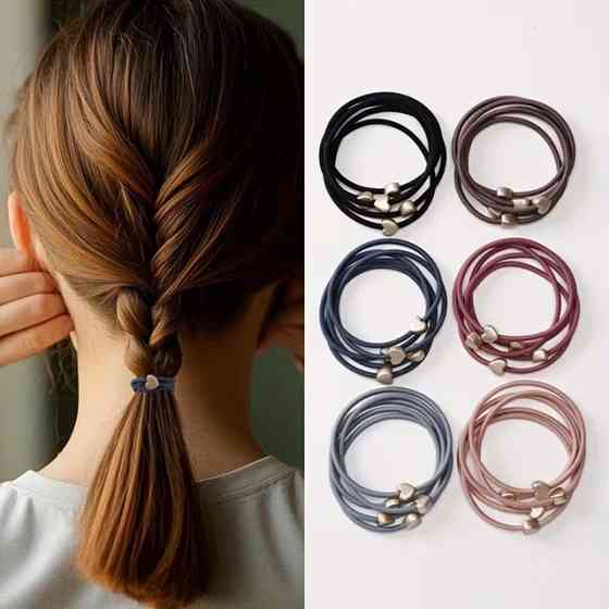 Резинки для волос с сердечком – набор 15 шт, эластичные Киев