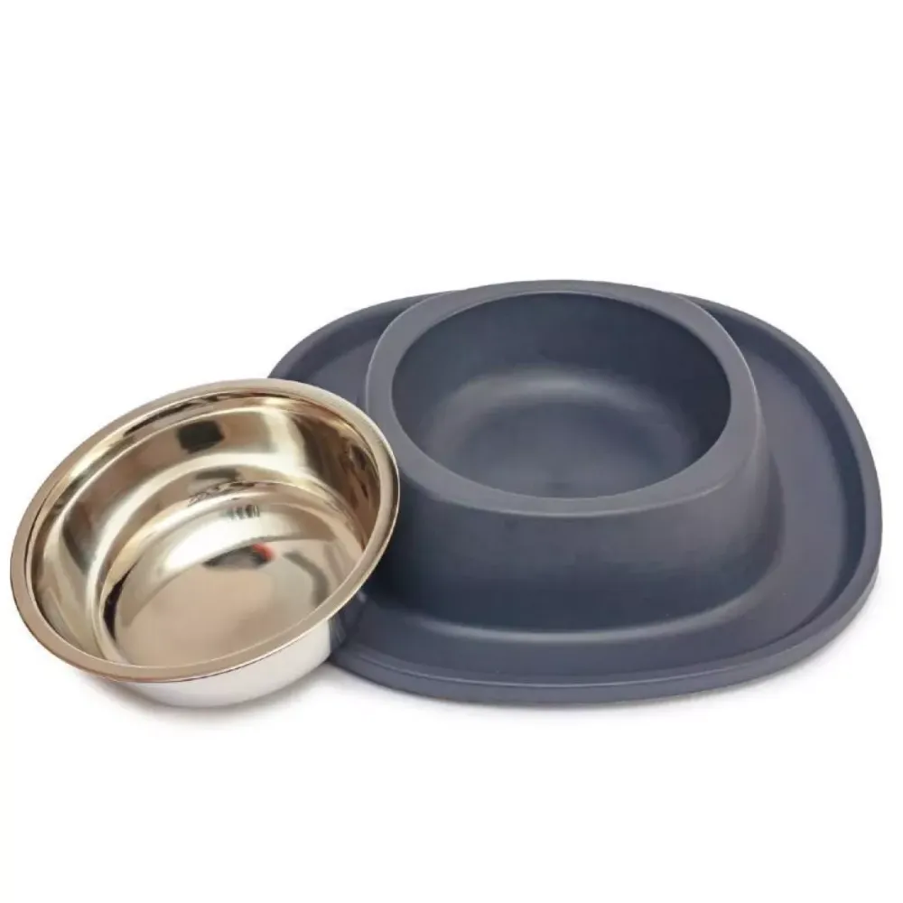 Миска металева Soft Touch з м'яким ковриком для собак та котів, розмір 28 x 28 x 5.5 см Київ - фото 2