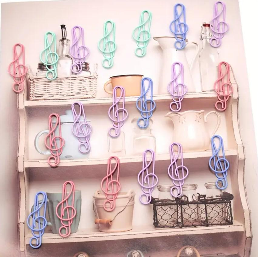 10 шт. Кольорові скріпки у формі музичних нот | Металеві скоби для паперу, нотаток і творчості, асор Київ - фото 4