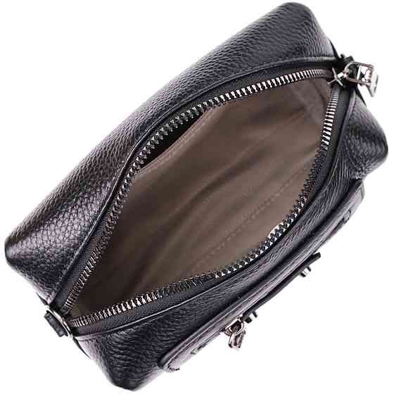 Модная женская сумка из натуральной кожи с актуальным декором Черный (Vintage) Киев