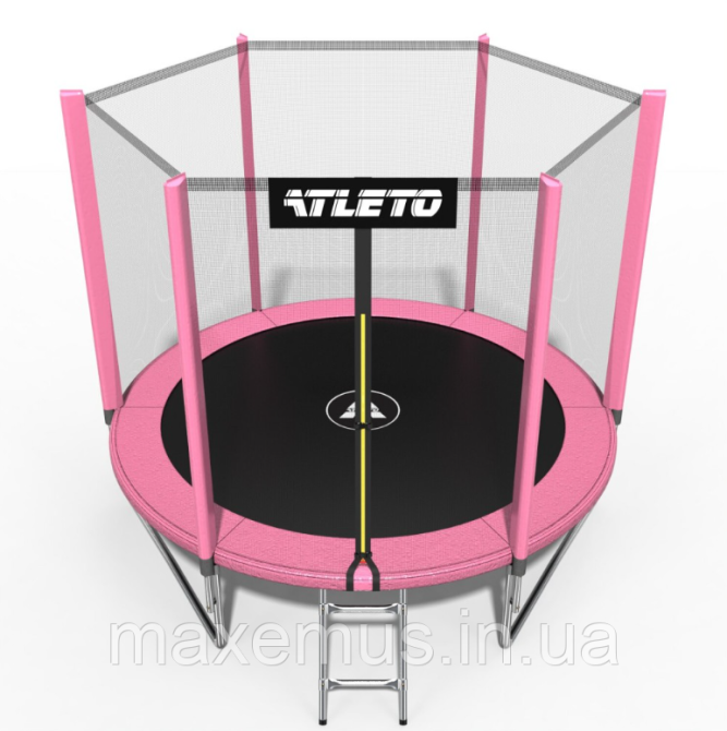 Детский батут с защитной сеткой и лестницей Atleto 183 см (6 ft) до 50 кг розовый Мостиска - изображение 8