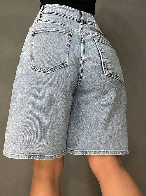 Шорти жіночі джинсові Liana 4-015 бермуди висока посадка великі розміри стрейч блакитні, блакитний, 30, 30, 81 см, 112 см Київ - фото 17