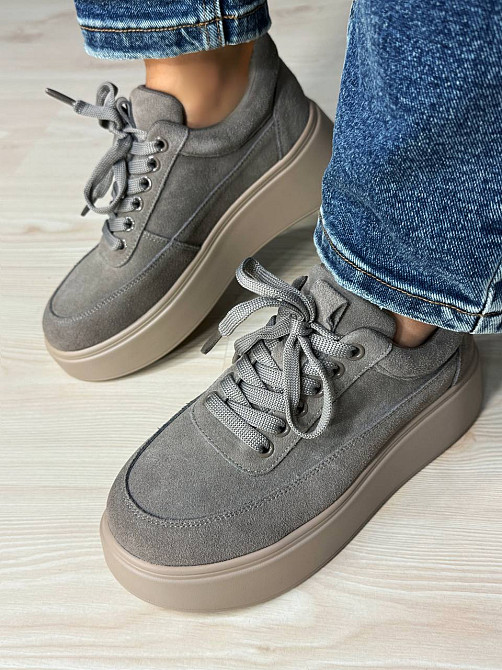 Кеды женские Hengji 536-10 замшевые на платформе с окантовкой бежевые, 38, 24,5 см Киев - изображение 9