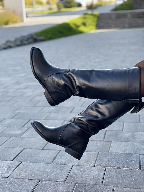 Чоботи жіночі BOGATKO чорні натуральна шкіра висота 36см обхват 36-38см (3895) Коломыя - изображение 9