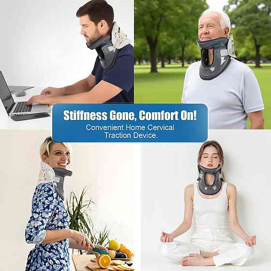 Шийний ортез для декомпресії шиї, вирівнювання хребта та зменшення тиску на міжхребцеві диски з повітряним насосом (товар вживаний) Луцьк