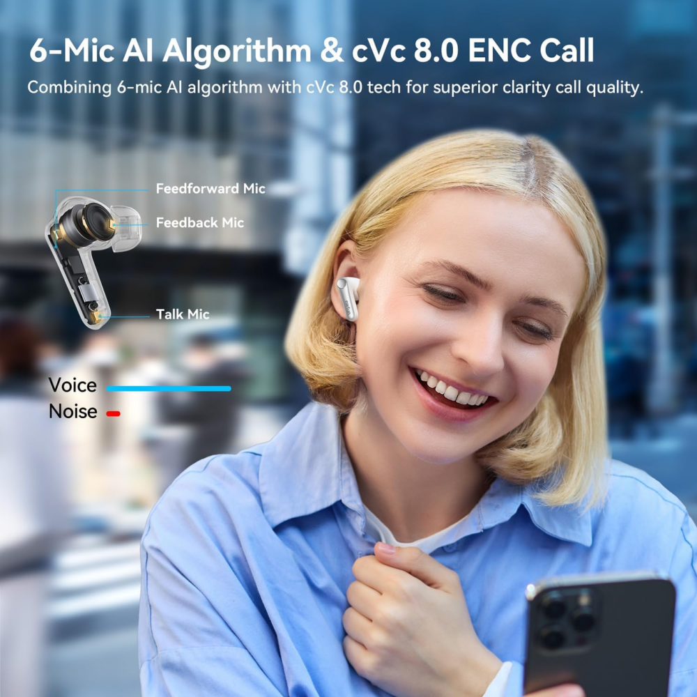 Бездротові навушники EarFun Air Pro 4 White TWS Bluetooth 5.4 з адаптивним ANC, Hi-Res Audio та вологозахистом Київ - фото 6
