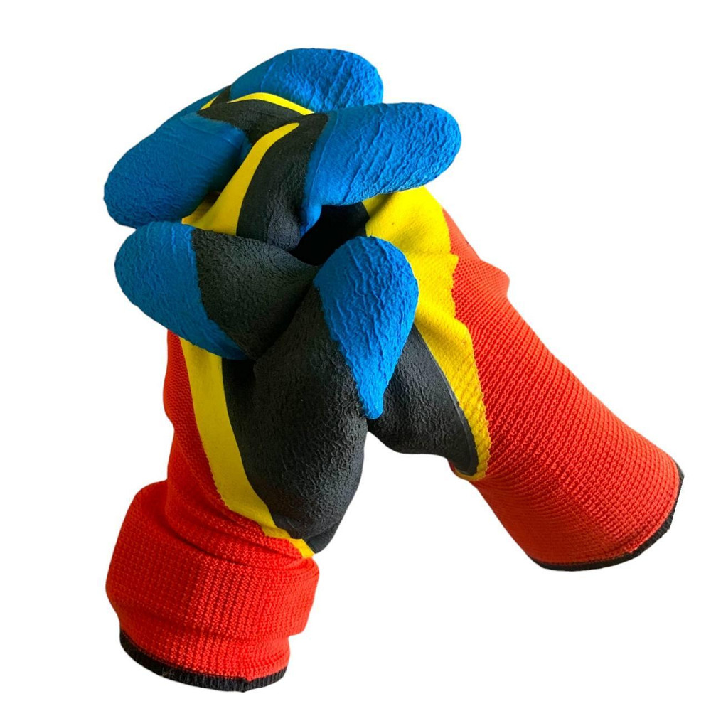 Робочі рукавички з обливом 300 різнокольорові — міцні захисні перчатки для господарських і будівельних робіт Харків - фото 7