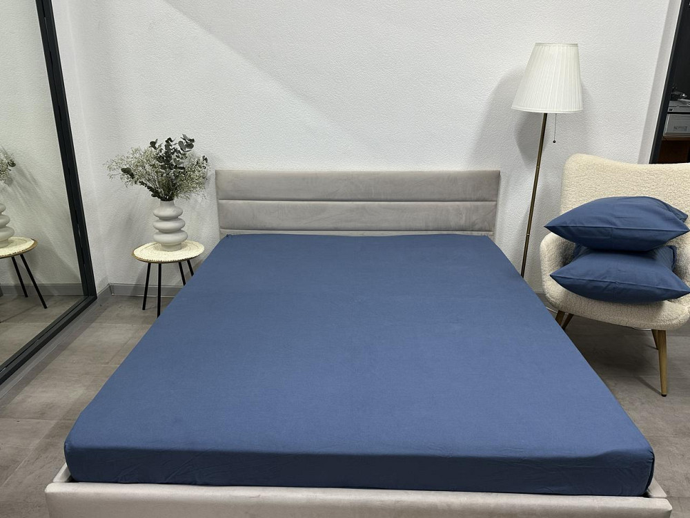 Ecotton Простирадло на резинці Ecotton 180х200 см фланель з бавовни Blue синій Киев - изображение 2