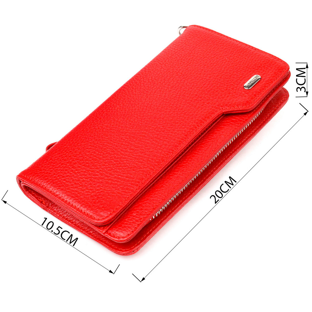 Вместительное женское портмоне клатч из натуральной кожи CANPELLINI 21535 Красное Киев - изображение 3