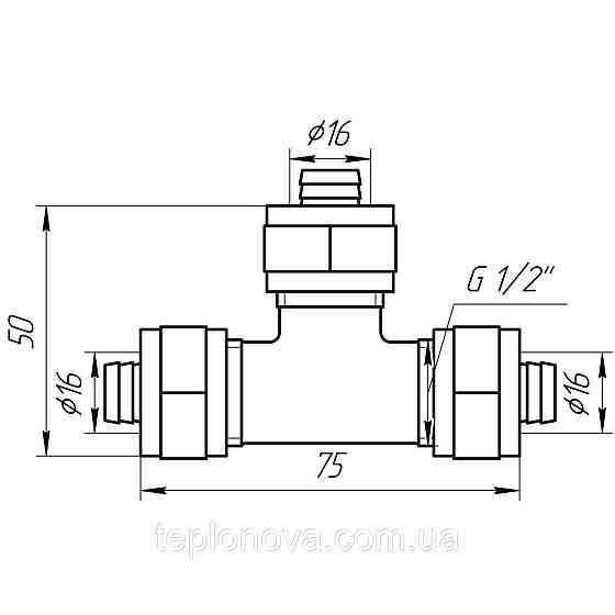 Тройник промежуточный APE 731 L 16x16x16 ITALY Черновцы