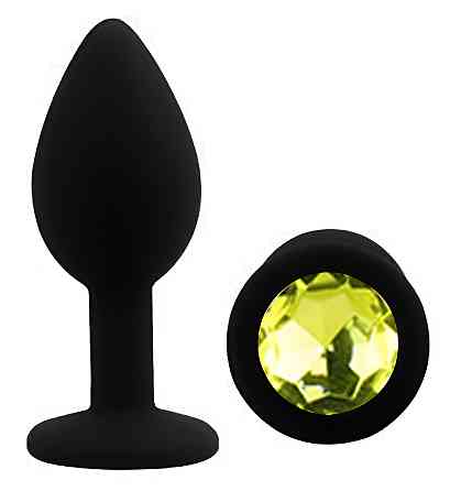 Силіконова анальна пробка EGZO - Silicone Black Round Plug Lime, size S Sex Aura Київ