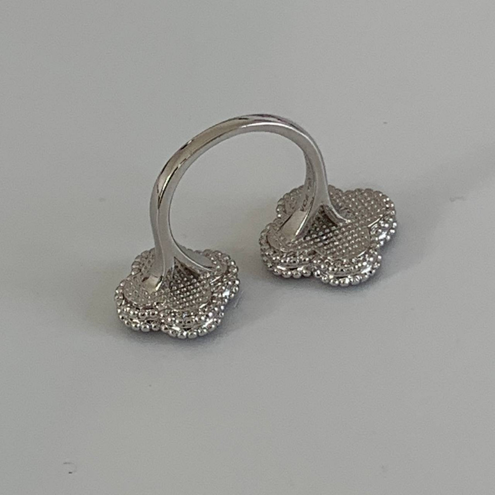Van Cleef кольцо посеребрение / двойное кольцо клевер черное покрытие серебро 925 Одесса - изображение 4