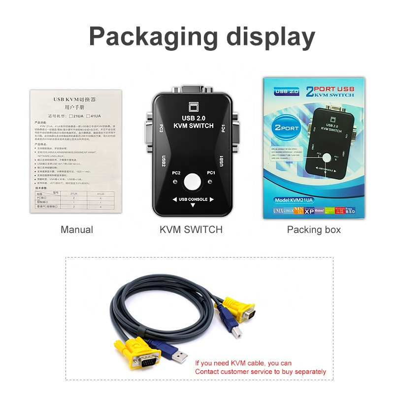 Перемикач KVM на 2 порти для двох комп'ютерів Київ - фото 3