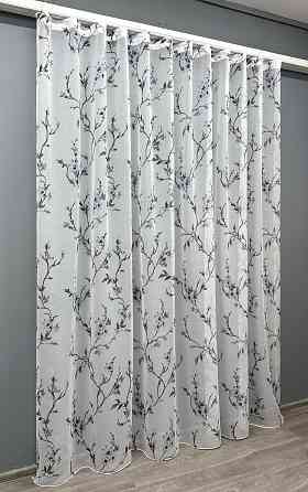 Тюль VR-Textil 1866т Flora Батист Белый с серо-синим 300х270 см (42-0820) Киев