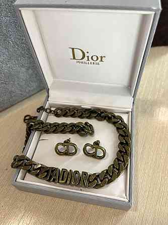 Стильне кольє ланцюг із логотипом Dior колір бронза │чокер ланцюг Одеса