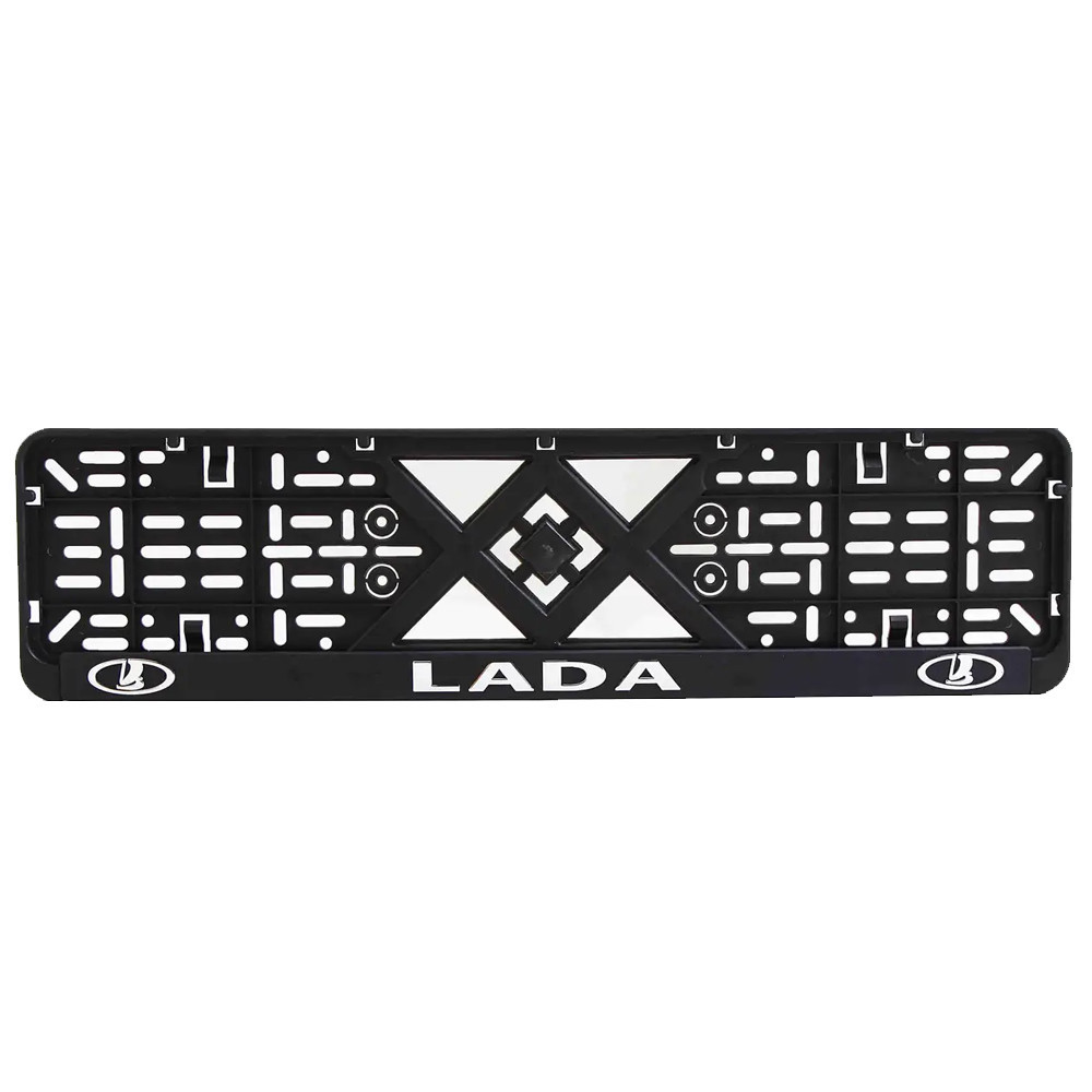 Рамка номерного знаку хром надпис Lada пластик чорна 1шт Київ - фото 1