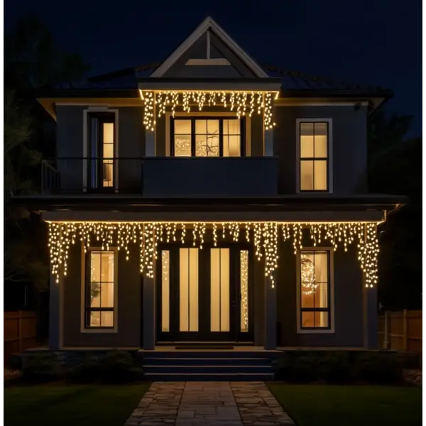 Гирлянда Бахрома 25 м, 405 LED, жовта, білий провід Київ - фото 4