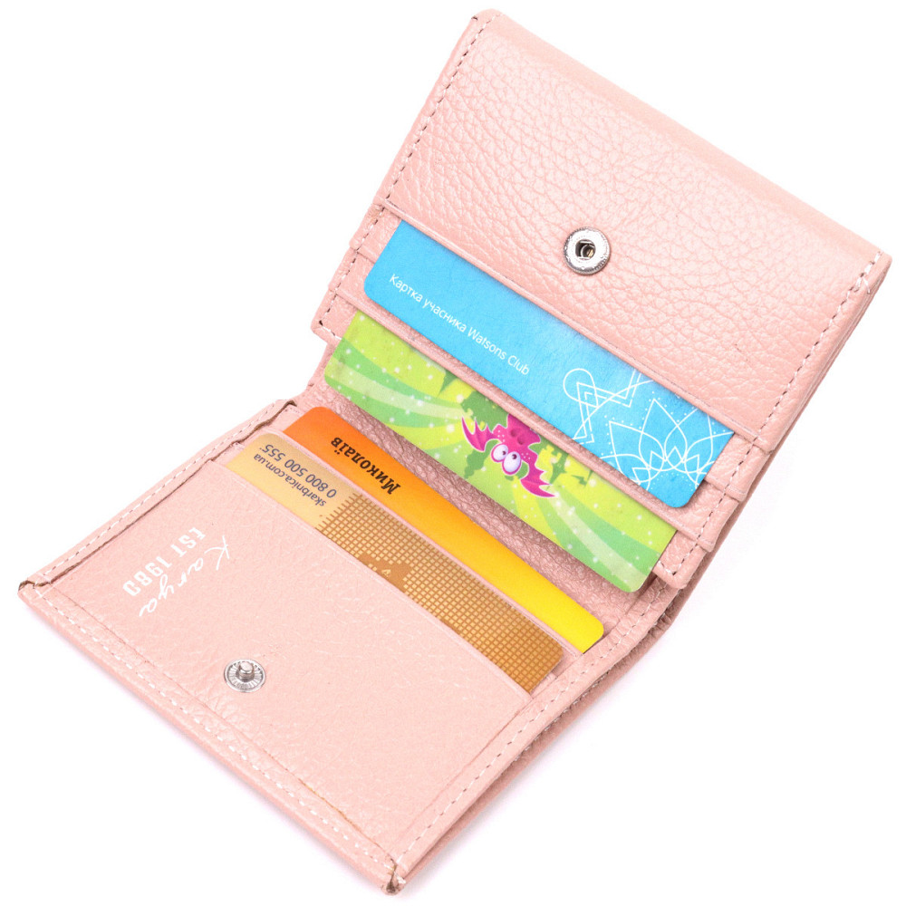 Компактный женский кожаный кошелек с монетницей KARYA 21375 Пудровый Киев - изображение 5