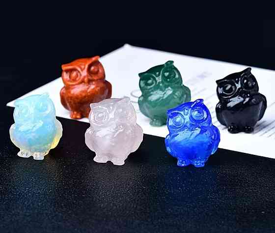 Фігурка сова опал 3.5 см, декоративна статуетка сова з каменю, символ мудрості Київ