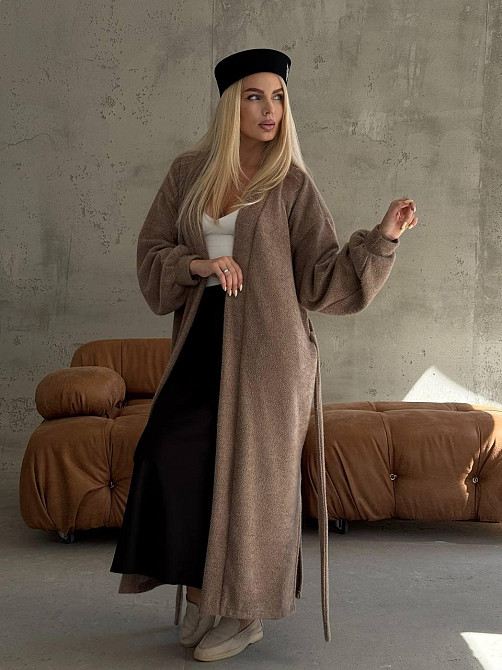 Жіночий затишний оверсайз кардиган із поясом альпака Моко Одеса - фото 5