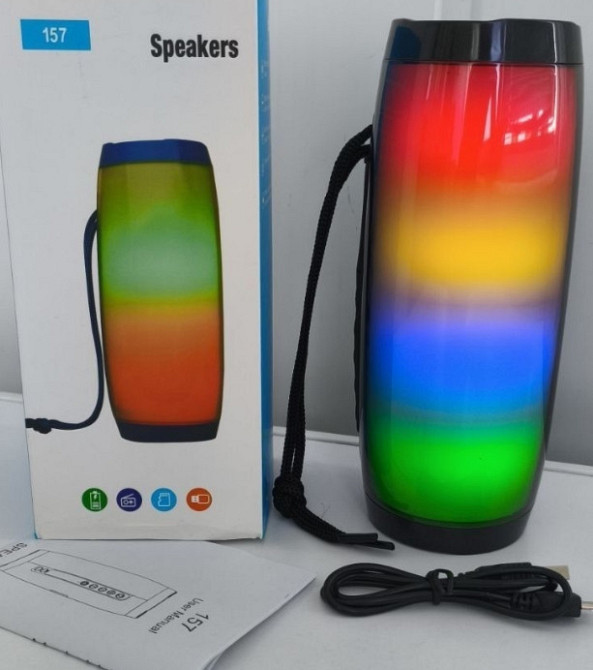 Мощная блютуз колонка с ремешком и подсветкой, черная TG157 Киев - изображение 6