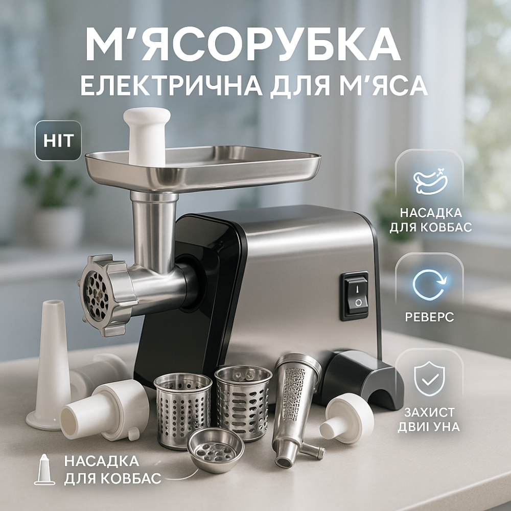Мясорубка электрическая Rainberg RB-2271 3800 Вт с насадкой для томатов и шинковкой YG-51 Львов - изображение 8