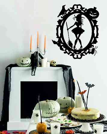 Декоративное настенное Панно «Ведьма с веником», Декор на стену 110*95 см, Черный Киев