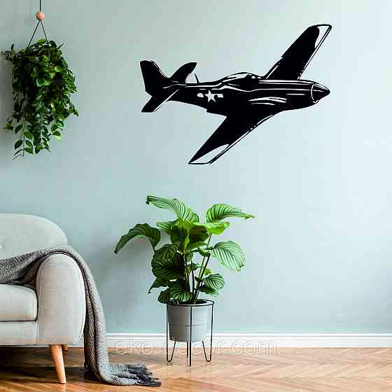 Декоративное настенное Панно «Самолет», Декор на стену 70*51 см, Черный, Ручная работа Киев