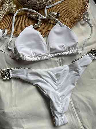 Белый раздельный купальник с камнями Белый M Харьков