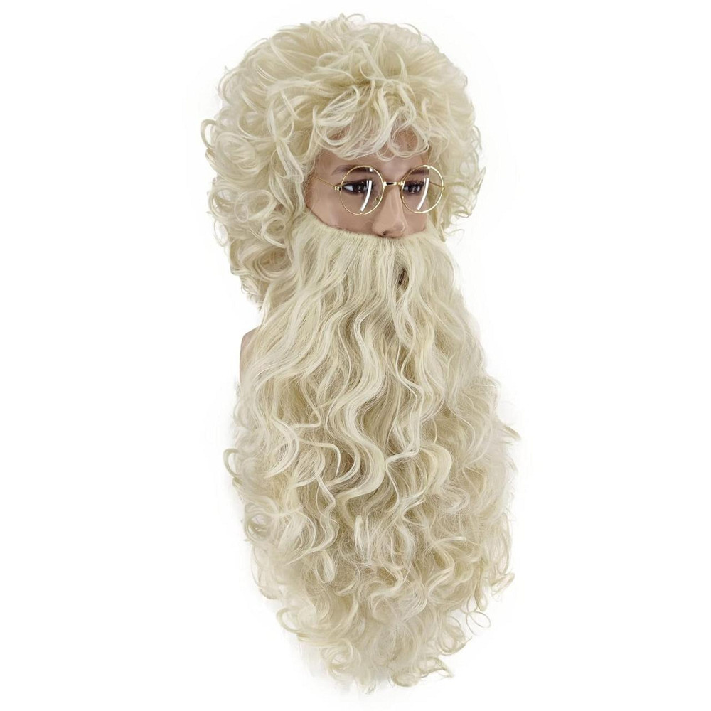 Парик и борода Санта Клауса с бровями, очками, комплект для образа Деда Мороза на Новый год Рождество, косплей Киев - изображение 4