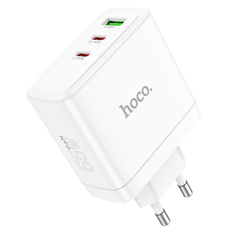 Мережевий зарядний пристрій HOCO N30 Glory PD65W three-port(2C1A) fast charger White Киев - изображение 2