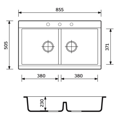 Мойка кухонная Adamant Similar чорний + змішувач + дозатор + ополіскувач склянок + колан (4824296106503) Вінниця - фото 9