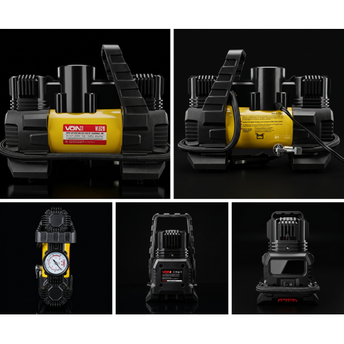 Компресор VOIN VL-620 150psi, 15А, 85л, з прикурювачем, ліхтарем, перехідником та 2 циліндрами Харків - фото 11