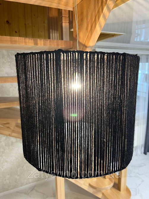 Абажур плетений круглий чорний Київ - фото 1