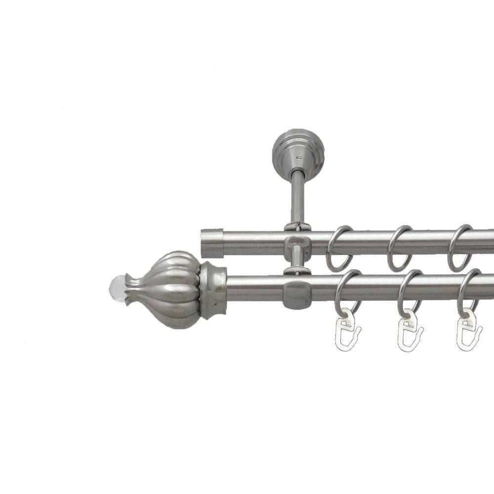 Карниз Orvit Таджа-Кристал металевий дворядний відкритий гладка труба кільце металеве Нержавіюча Сталь 16\16 Львов - изображение 1