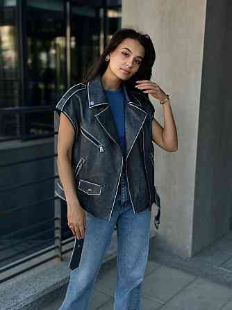 Натуральна шкіряна косуха жіноча трансформер Сірий р 42 Харків