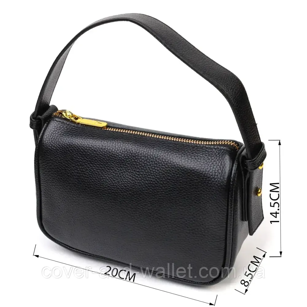 Вечерняя женская кожаная сумка через плечо крос-боди черного цвета Киев - изображение 4