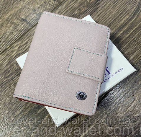 Маленький жіночий шкіряний гаманець світло-рожевого кольору на магнітній фіксації ST 259 Київ - фото 2