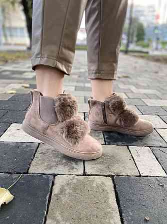 Ботинки LX17-219 хакі эко-замша зима высота 11см подошва 2см (1143) Коломия