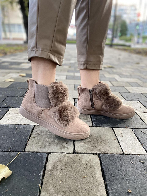 Ботинки LX17-219 хакі эко-замша зима высота 11см подошва 2см (1143) Коломия - фото 4