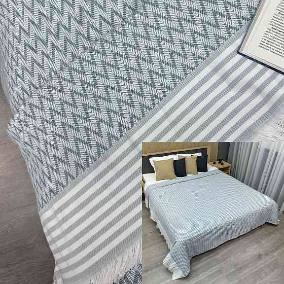 Покривало Dakota Fringe ЄВРО 200х230 см колір блакитний з білим (85-192) Київ