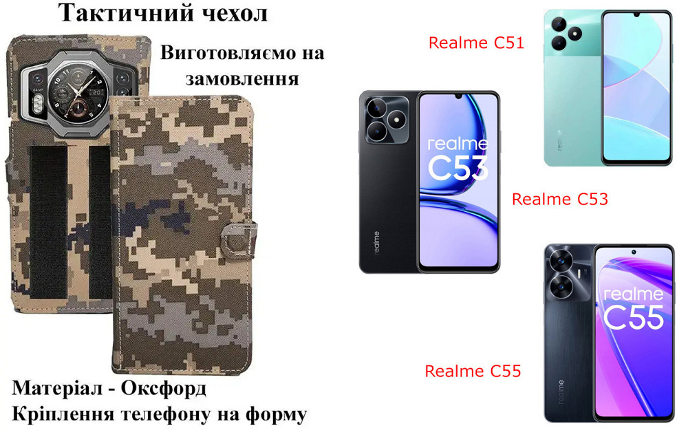 Тактический чехол для OPPO Find X8 Ultra, крепится к снаряжению на липучке Киев - изображение 1
