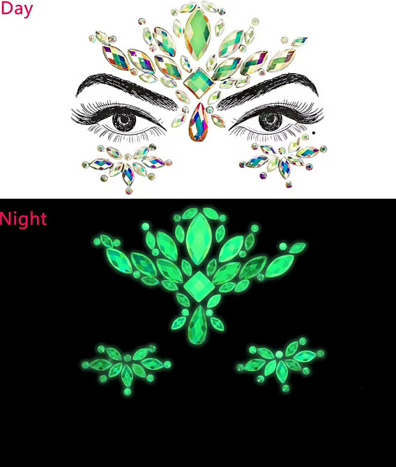 Неонові камінці для обличчя one size різнобарвний Київ - фото 1