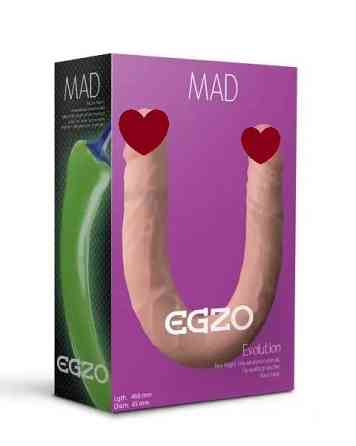 Двосторонній фалоімітатор EGZO MAD Ciberskin із кібершкіри, тілесний Sex Aura Київ