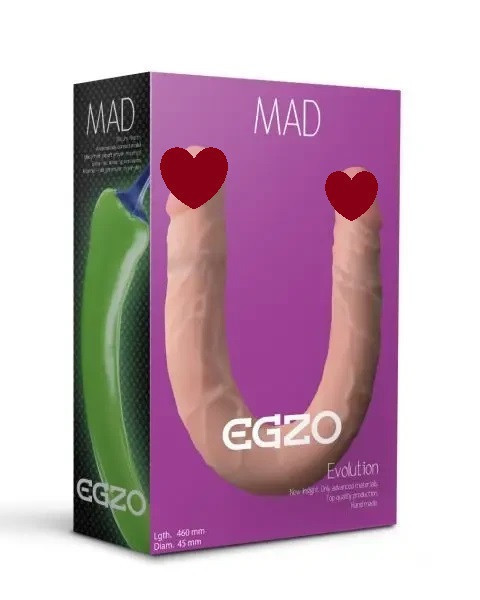 Двосторонній фалоімітатор EGZO MAD Ciberskin із кібершкіри, тілесний Sex Aura Київ - фото 1